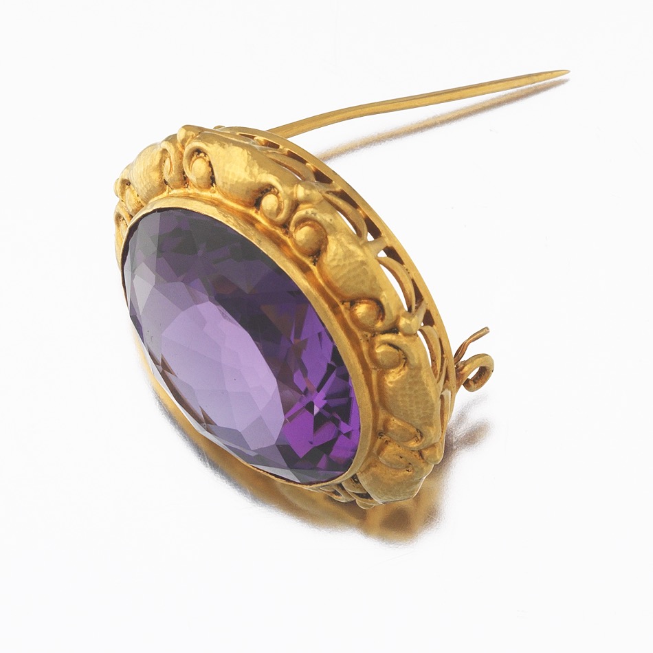 Arts and Crafts Gold and Amethyst Brooch, ca. 1910 - Image 5 of 7