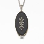 Edwardian Enamel and Diamond Pendant Watch on Chain