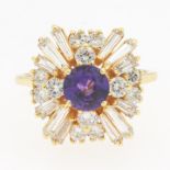 Ladies' Gold, No Heat Violet Sapphire and Diamond Ring, CGL Report