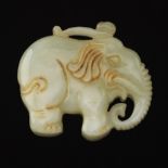 Chinese Carved White Jade Elephant with Ruyi Scepter