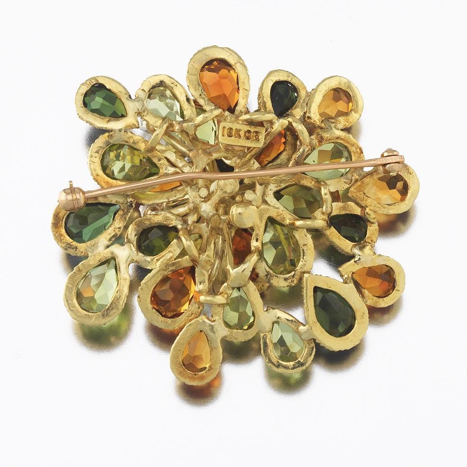 Retro Tourmaline, Peridot, Cintrine and Diamond Spray Brooch - Image 6 of 7