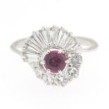 Ladies' Platinum, Ruby and Diamond Ring