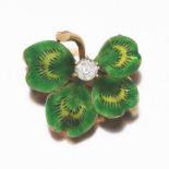 Art Nouveau Gold, Enamel and Diamond Pansy Pin/Brooch