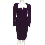 Thierry Mugler Paris Haute Couture Purple Velvet Jacket and Skirt, Fall-Winter 1995/1996