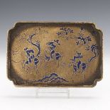 Chinese Copper Alloy Enameled Tray, Zhen Nan, by Guji, ca. Republic Period