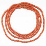 Ladies' Victorian Extra Long Gold and Coral Bead Necklace