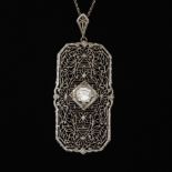 Ladies' Edwardian Gold and Diamond Pendant on Chain