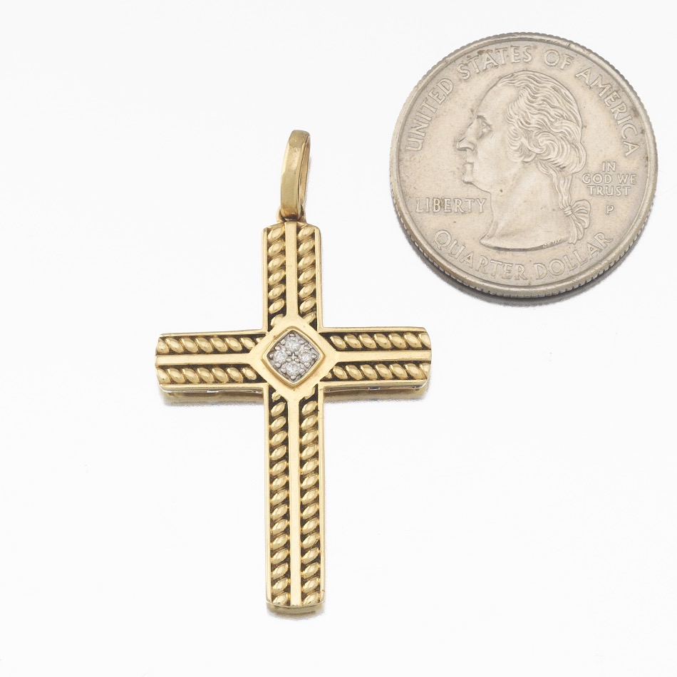 Retro Gold and Diamond Cross - Image 2 of 4