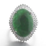 Ladies' Platinum, Diamond and Jade Ring, GIA Report