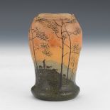 Legras Enameled Cameo Glass Vase