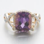 Ladies' Two-Tone Gold, Amethyst and Diamond Ring