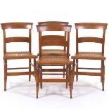 Set of Four Curly and Birdseye Maple Caned Chairs
