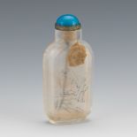 Chinese Reverse Painted Glass Snuff Bottle with Turquoise Glass Stopper, ca. Late Qing Dynasty