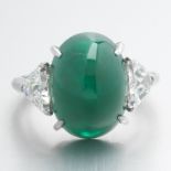 Ladies' Platinum, 11.77 Ct Emerald and Diamond Adjustable Size Ring