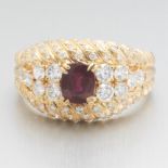 Ladies' Vintage Gold, Ruby and Diamond Cocktail Ring