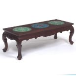 Oriental Style Low Table with Cloisonne Insets, 20th Century