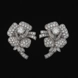 Ladies' Pair of Diamond Flower Earrings