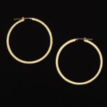 Roberto Coin Style Pair of Italian Gold and Ruby Hoop Earrings