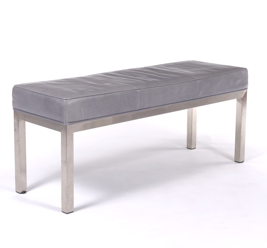 Leather and Chrome Bench from Room and Board