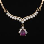 Ladies' Uno-A-Erre Italian Gold, Diamond and Ruby Necklace