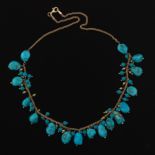 Ladies' Gold and Turquoise Fringe Necklace