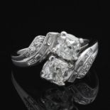 Ladies' Art Deco Platinum and Diamond Bypass Ring