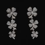 A Pair of Rose Cut Diamond Clover Drop Earrings