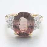 Ladies' Gold, Purple Pink Tourmaline and Diamond Ring