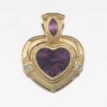 Ladies' Gold, Amethyst, Pink Sapphire and Diamond Heart Enhancer