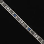 Ladies' Art Deco Style Gold, Diamond and Blue Sapphire Filigree Bracelet