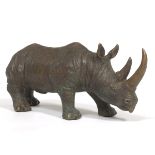 Patinated Bronze Sculpture of Black Rhinoceros