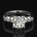Ladies' Art Deco Style Platinum, 2.25 Ct Diamond and Diamond Ring