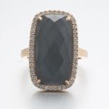 Ladies' Rose Gold, Silver Blue Quartz and Diamond Ring