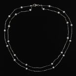 Ladies' Gold and Pearl Two-Strand Station Necklace