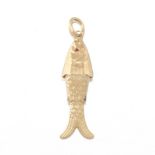 18k Gold and Ruby Enamel Articulated Fish Charm Pendant