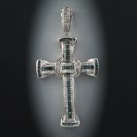 Large Gold, Blue and White Diamond Cross