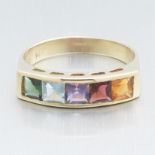 Ladies' Gold, Rainbow Tourmaline and Amethyst Ring