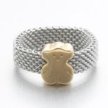 Tous 18k Gold and Stainless Steel Mesh Ring