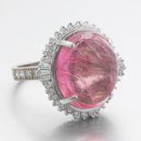 Ladies' Platinum, Pink Tourmaline and Diamond Ring