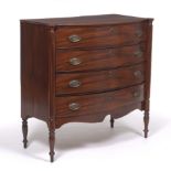 Sheraton Bow Front Chest of Drawers, ca. 1810