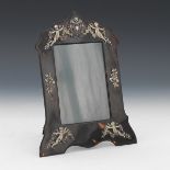 Victorian Sterling Silver, Faux Tortoise Shell, Moire Fabric and Velvet Table Top Frame, London, da