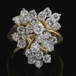 Hammerman Brothers 18k Gold and Diamond Cluster "Tree of Life" Ring