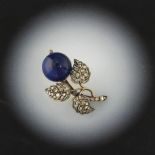 Early 19th Century Georgian Rose Gold, Silver, Lapis Lazuli and Rose Cut Diamond Pin/Brooch/Pendant
