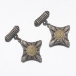 Russian Pre-Revolution Style Silver, Gold and Ruby Pair of Cufflinks, in Presentation Box