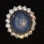 Ladies' Platinum, 21.50 Ct Blue Star Sapphire and Diamond Ring