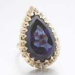Impressive Ladies' Semi-Antique Gold and Pear Shape Amethyst Ring