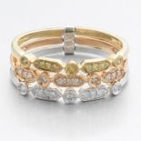 Three Ladies' Tri-Color Gold and Diamond Bands