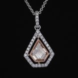 Ladies' Two-Tone Gold, Fancy Pink and White Diamond Pendant on Chain