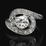 Ladies' Art Deco Platinum and Diamond Cocktail Ring