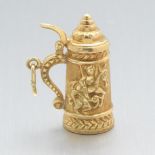 18k Gold Hinged Stein with St. George Slaying Dragon Charm Pendant